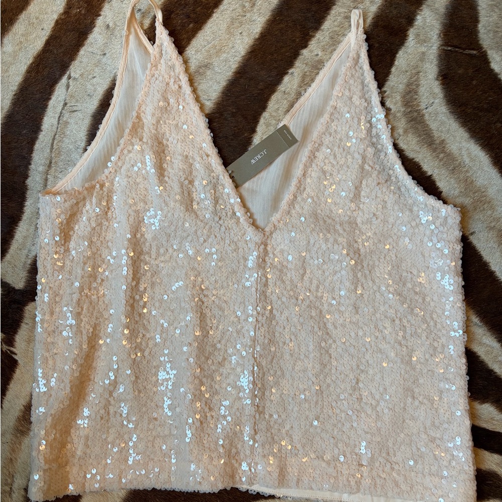 NWT J. Crew Collection Champagne Sequin V-Neck Tank
